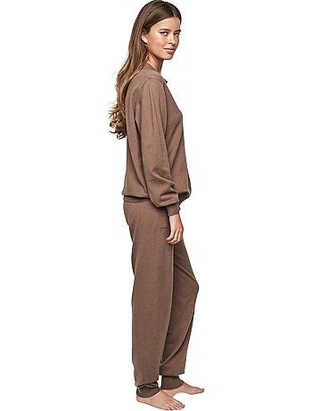 Tenue détente pyjama pantalon top col polo p108 minimal premium