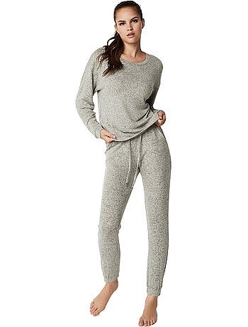 Tenue détente pyjama pantalon top manches longues basic p82