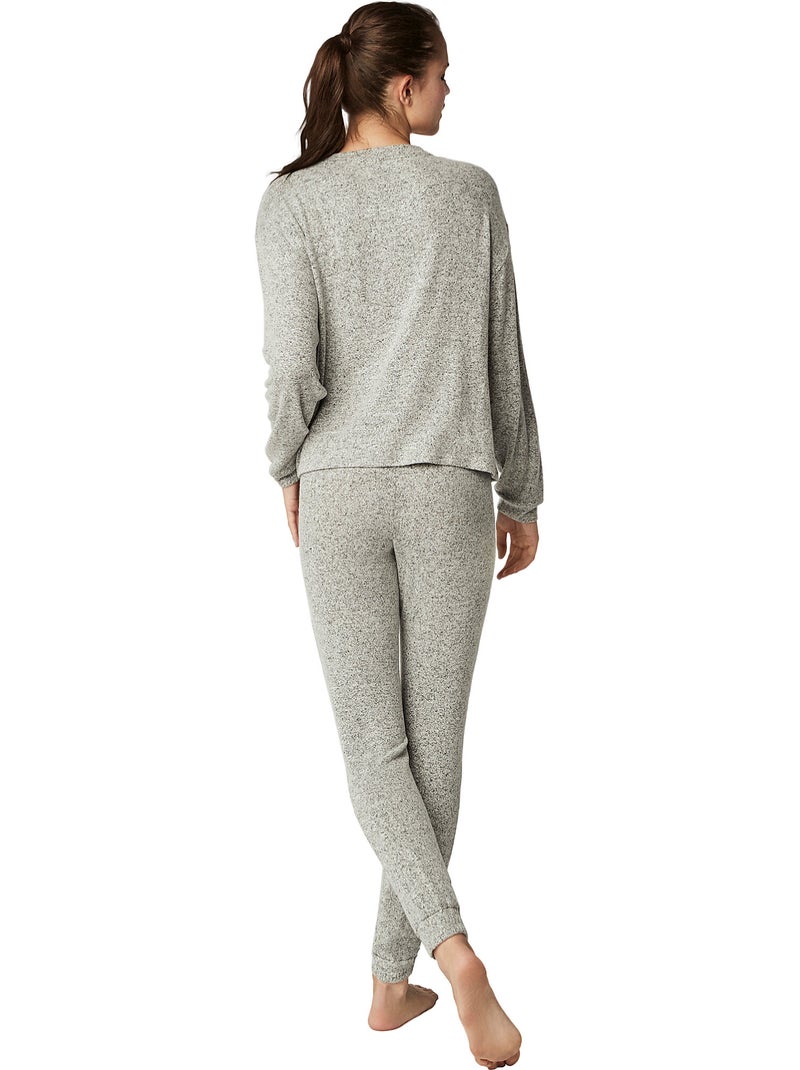 Tenue détente pyjama pantalon top manches longues basic p82 Gris - Kiabi