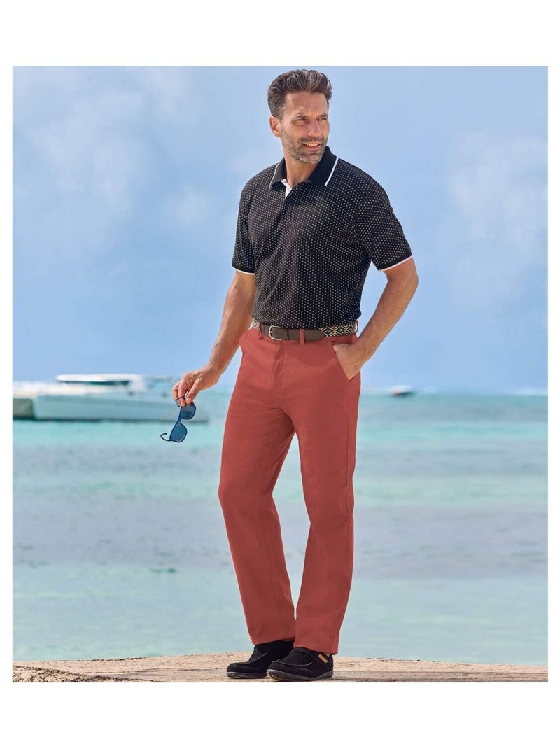 Terracotta regular chinobroek met stretch - atlas for men Baksteenrood - Kiabi