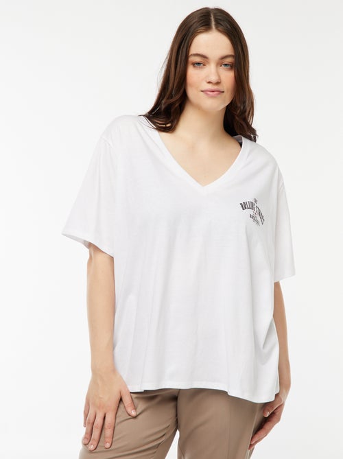 The Rolling Stones-T-shirt van jersey met V-hals - Kiabi