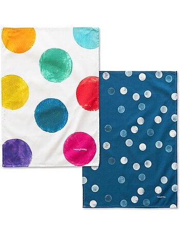Theedoek 2 stuks Confetti "Happyfriday