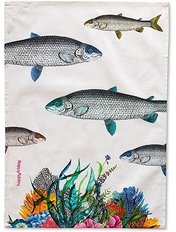 Theedoek 2 stuks Fish "Happyfriday