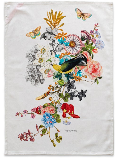 Theedoek 2 stuks Floral branch "Happyfriday" - Kiabi