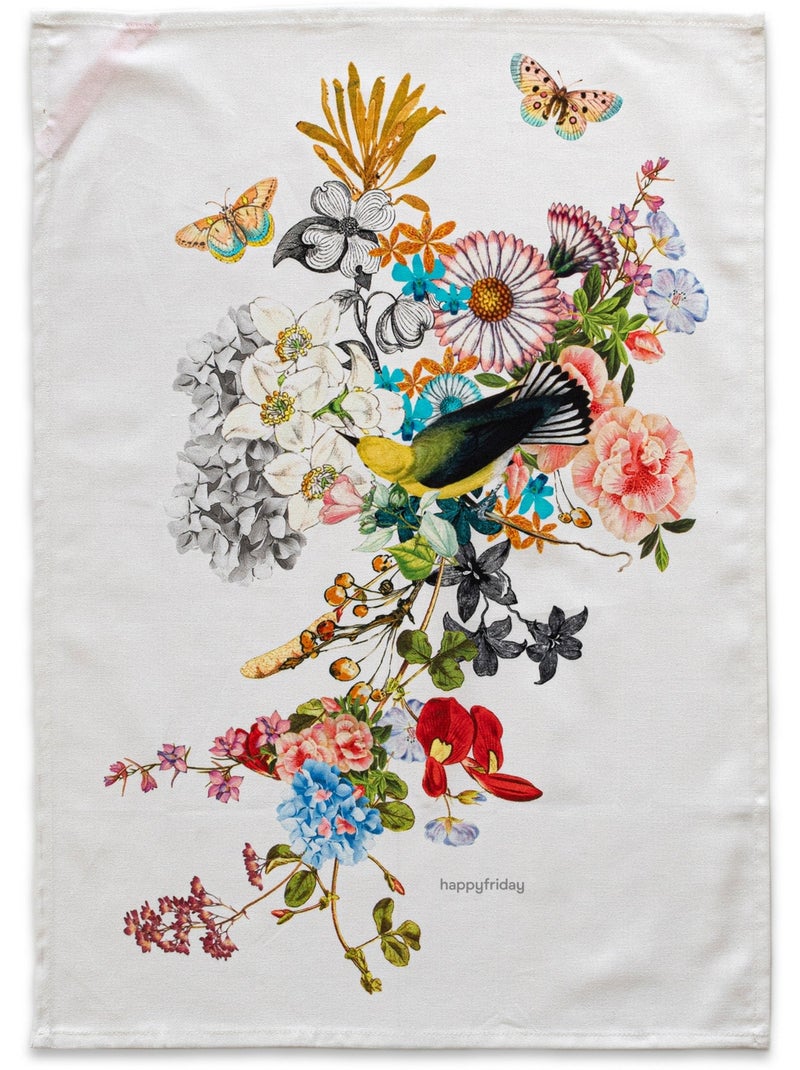 Theedoek 2 stuks Floral branch "Happyfriday" Multicolor - Kiabi