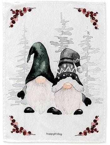 Theedoek 2 stuks Gnomes "Happyfriday