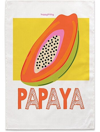 Theedoek 2 stuks papaya fruit "happyfriday