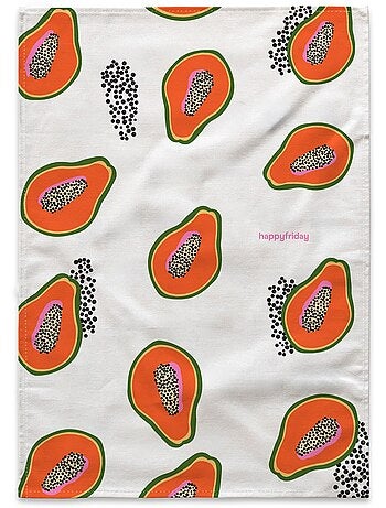 Theedoek 2 stuks papaya fruit "happyfriday