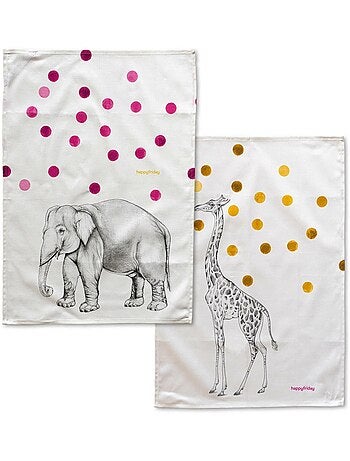 Theedoek 2 stuks Savanna "Happyfriday