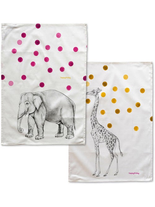 Theedoek 2 stuks Savanna "Happyfriday" - Kiabi