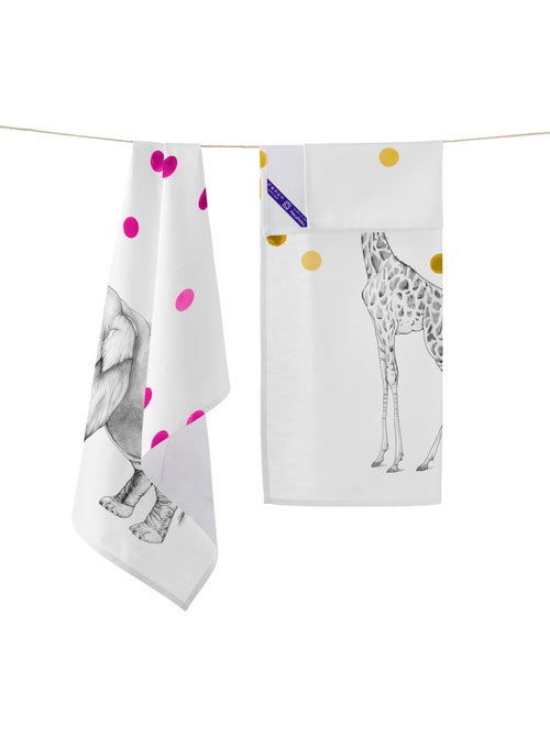 Theedoek 2 stuks Savanna "Happyfriday" - Kiabi