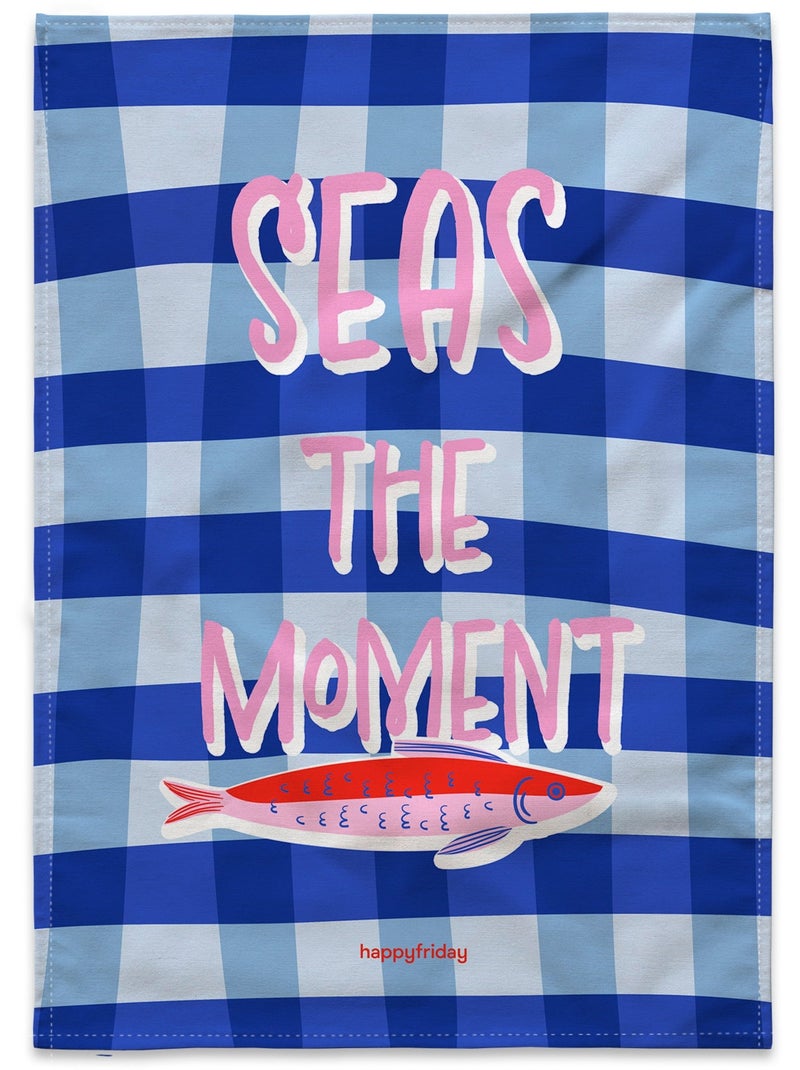 Theedoek 2 stuks seas the moment "happyfriday" Multicolor - Kiabi