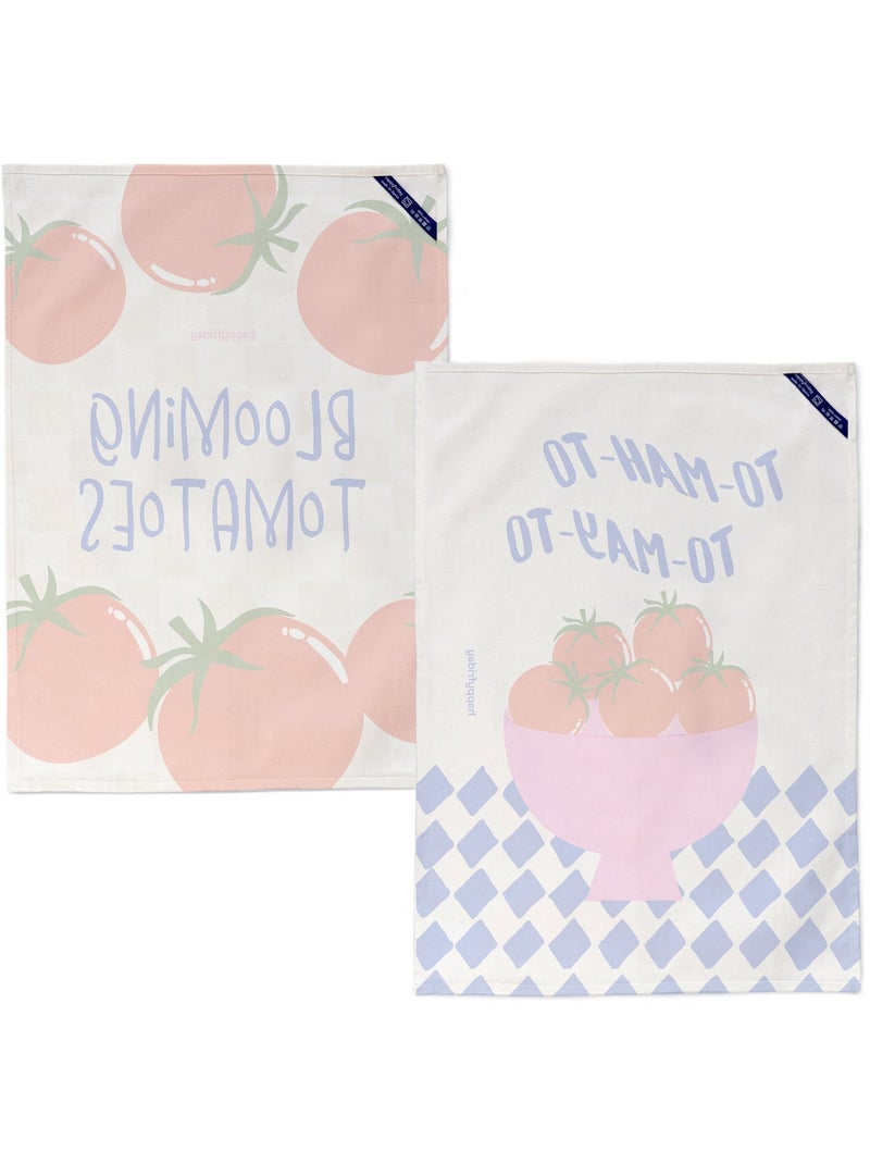 Theedoek 2 stuks tomatoes "happyfriday" Multicolor - Kiabi
