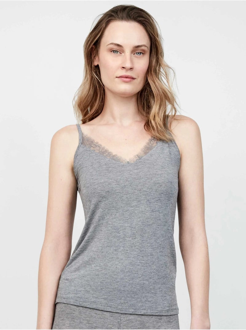 Thermische tanktop met kant Grijs - Kiabi