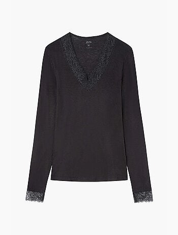 Thermoshirt v-hals met kant
