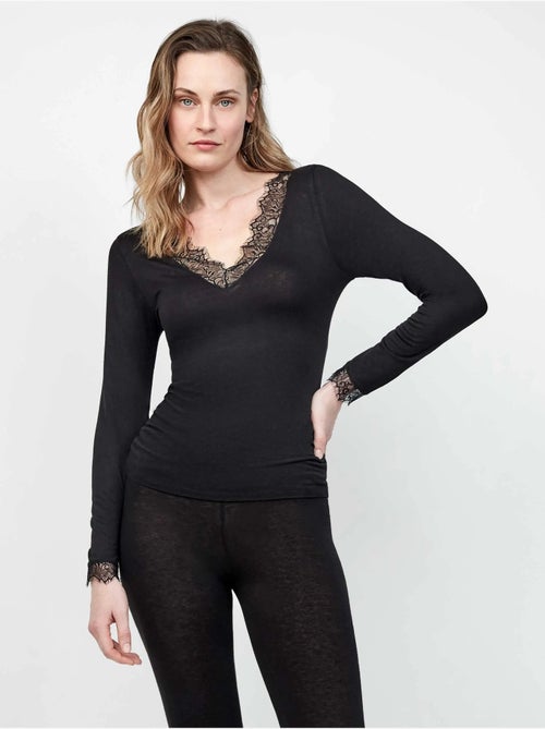 Thermoshirt v-hals met kant - Kiabi