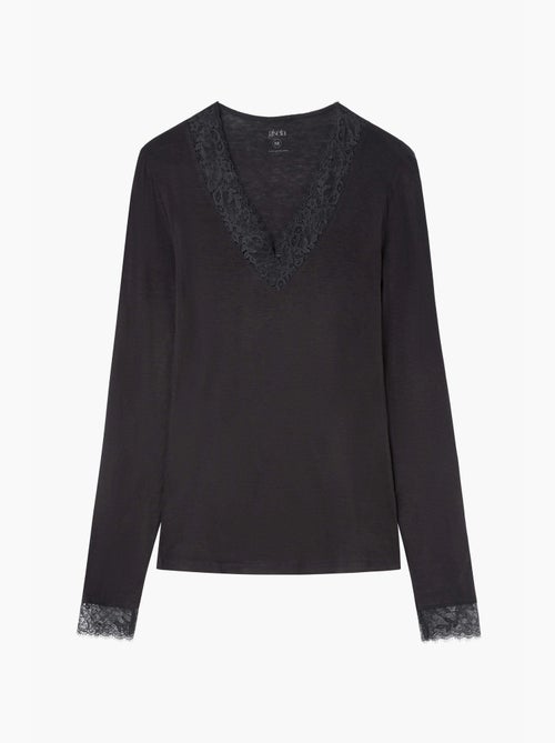 Thermoshirt v-hals met kant - Kiabi