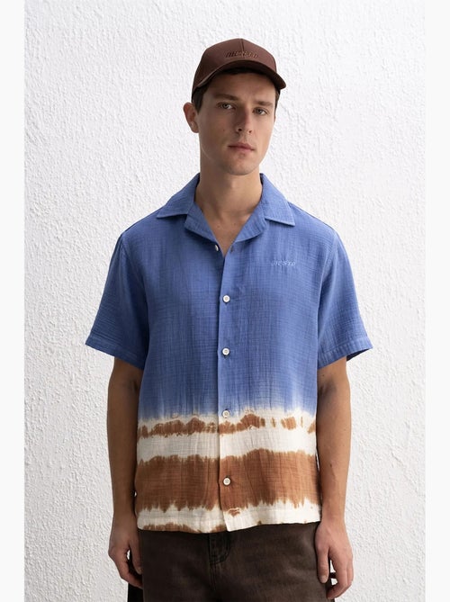 Tie-dye overhemd met korte mouwen en knoopsluiting giesto - Kiabi