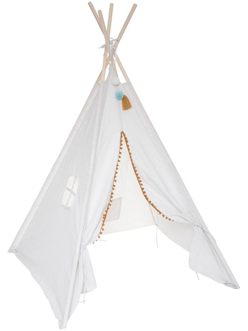 Tipi met ronde kwastjes Groengrijs - Kiabi