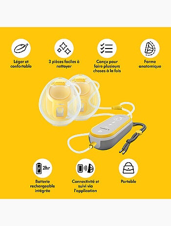Tire-lait électrique double medela freestyle hands-free - mains libres, connecté, collecteurs