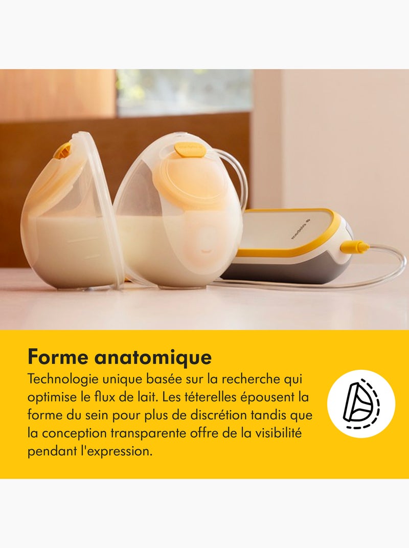 Tire-lait électrique double medela freestyle hands-free - mains libres, connecté, collecteurs Transparent - Kiabi