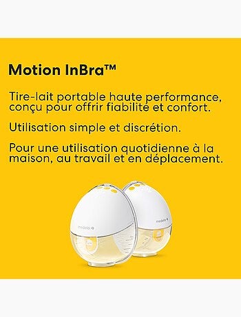 Tire-lait électrique double medela motion inbra - mains libres, 2-phase expression, téterelle 105°,