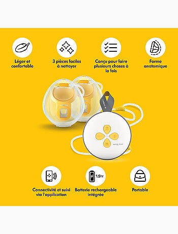 Tire-lait électrique double medela swing maxi hands-free - mains libres, connecté, collecteurs