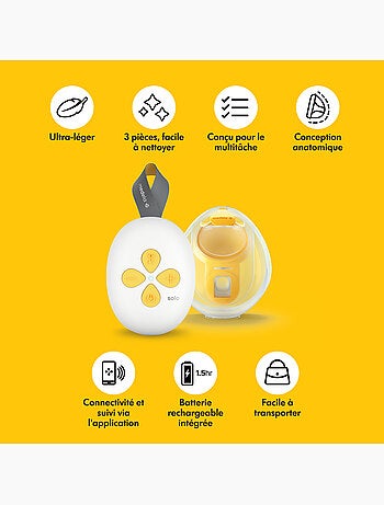 Tire-lait électrique simple medela solo hands-free - mains libres, connecté, collecteur inclus,