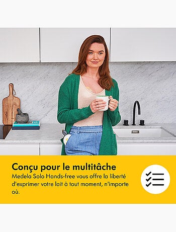 Tire-lait électrique simple medela solo hands-free - mains libres, connecté, collecteur inclus,