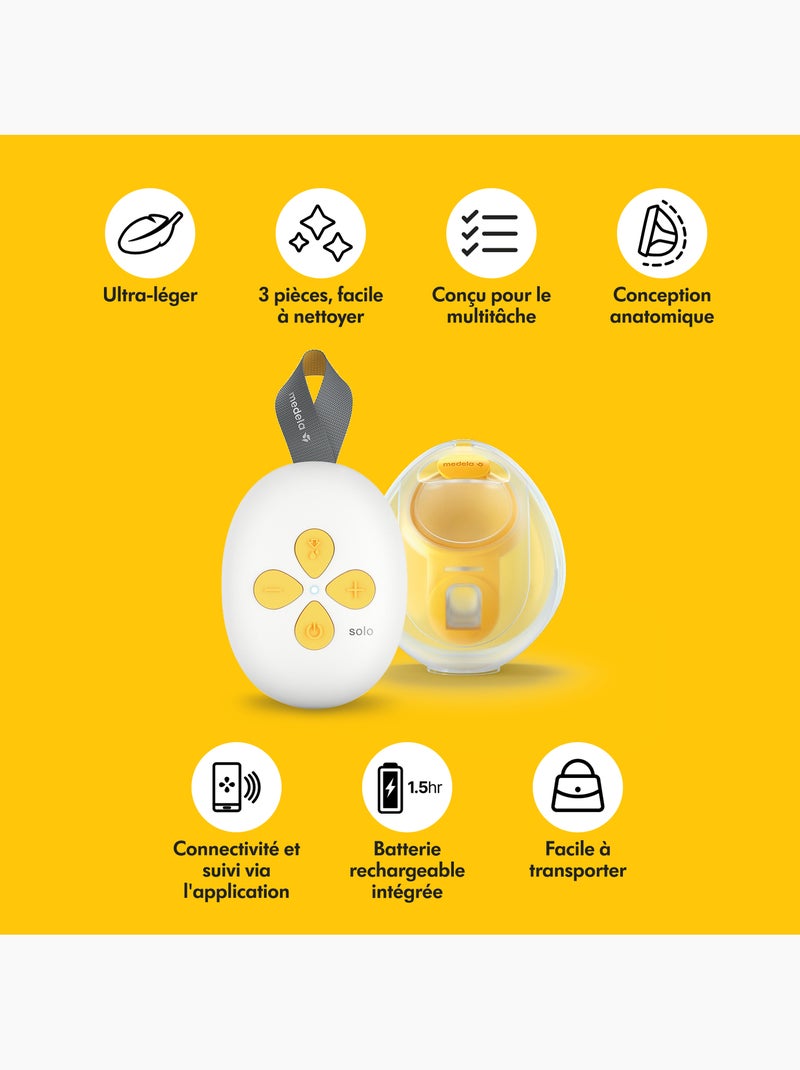 Tire-lait électrique simple medela solo hands-free - mains libres, connecté, collecteur inclus, Transparent - Kiabi