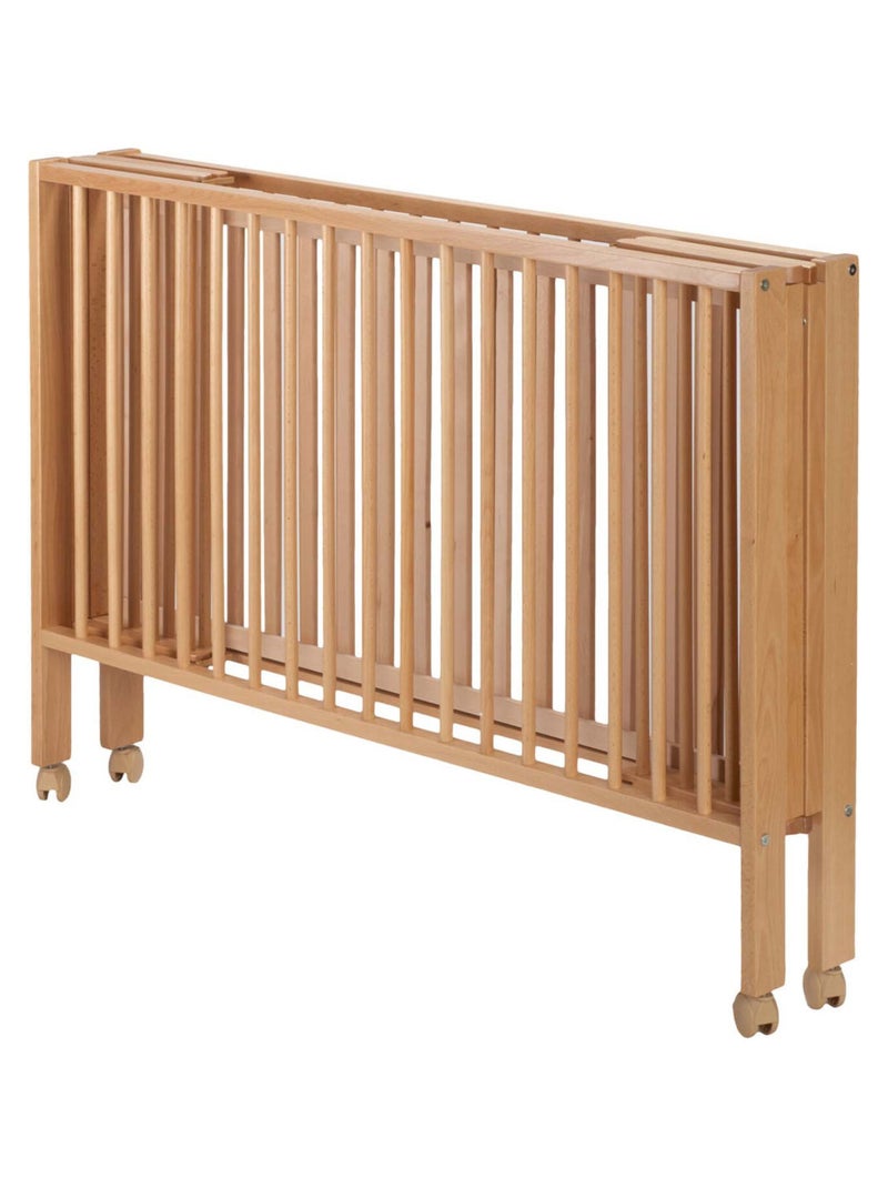 Tissi | lit pour enfant à barreaux pliable 60x120 cm avec matelas bois naturel Marron - Kiabi