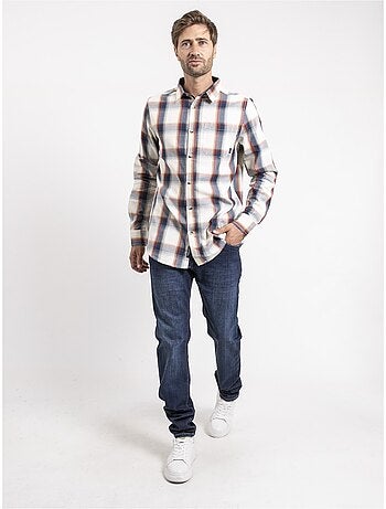 Tobilet t-shirt met lange mouwen en ruitpatroon van puur katoen