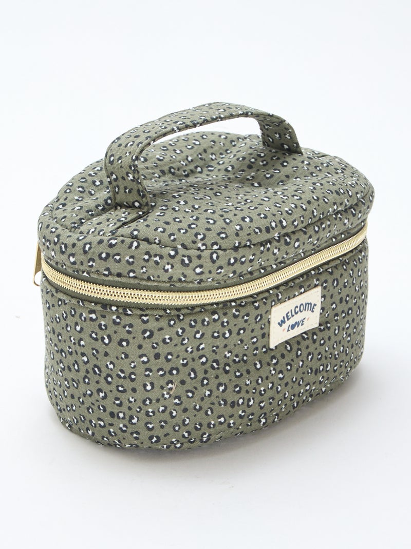 Toilettas - Beautycase - Luipaardmotief Kaki - Kiabi