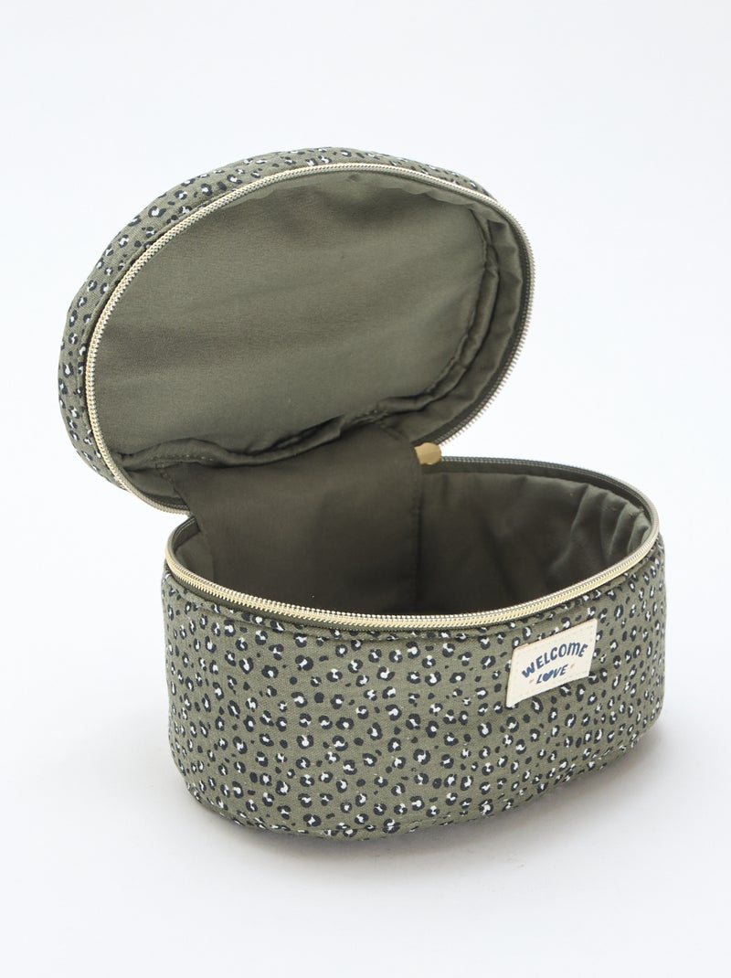 Toilettas - Beautycase - Luipaardmotief Kaki - Kiabi