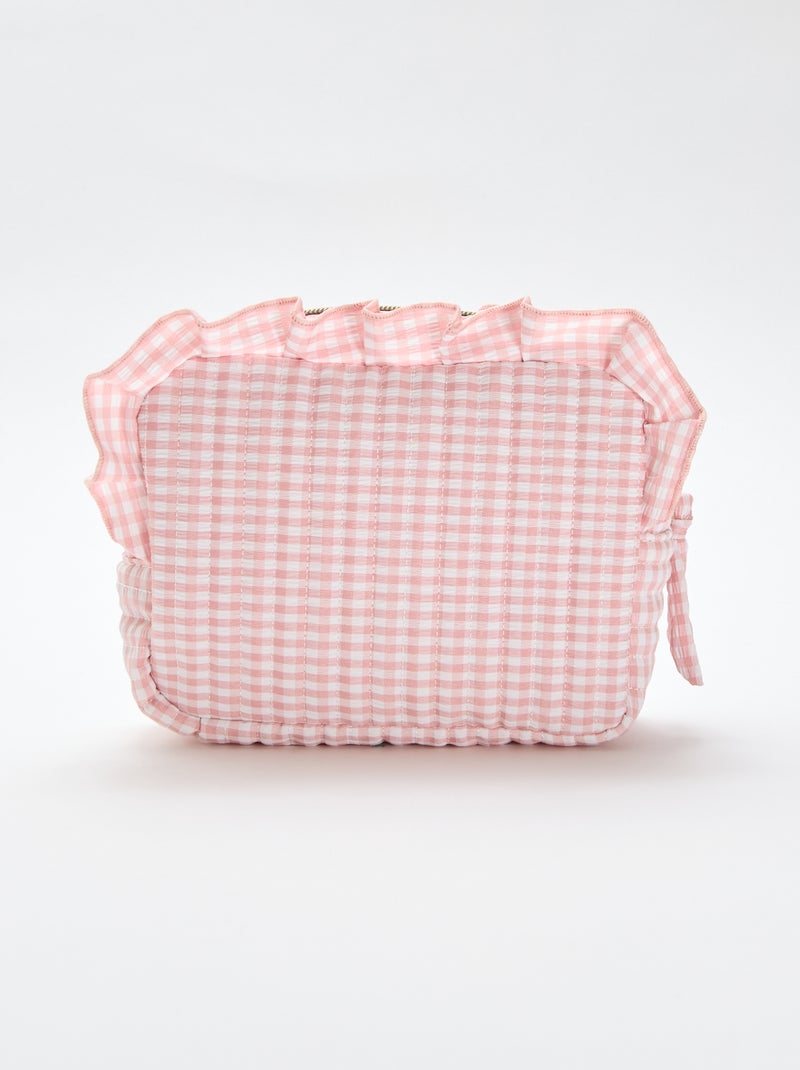 Toilettas met vichyprint en ruches Rose - Kiabi