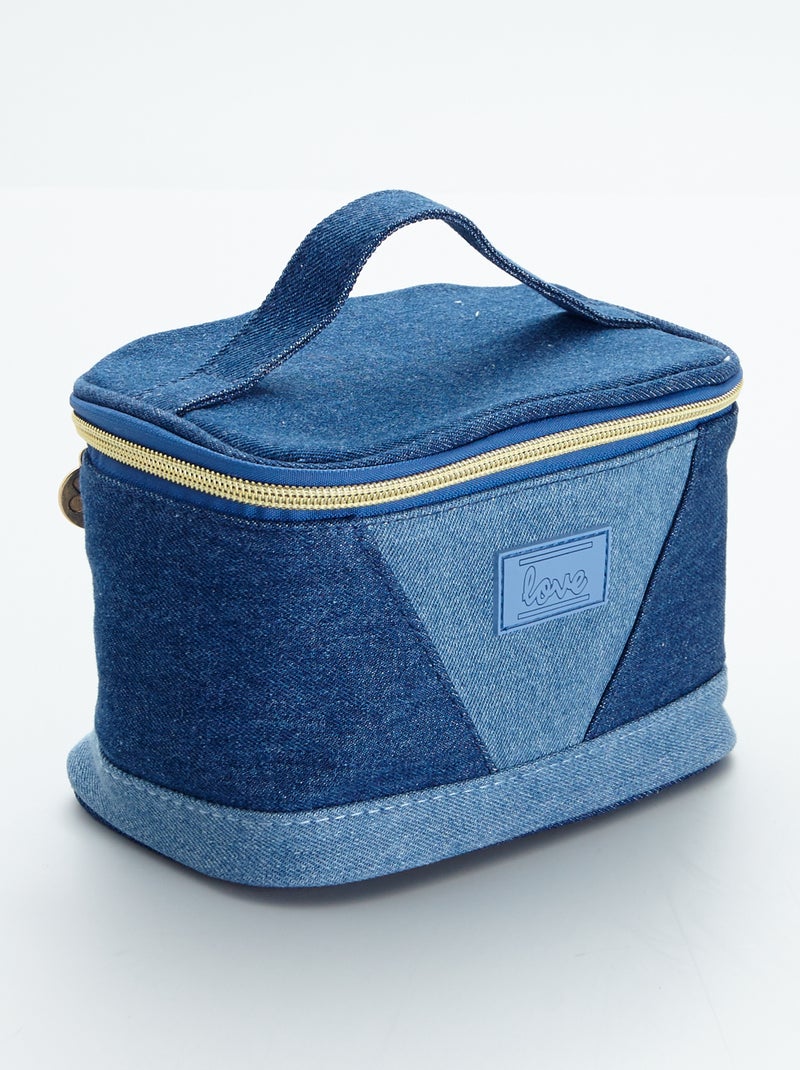 Toilettas van denimachtige stof denim blauw - Kiabi