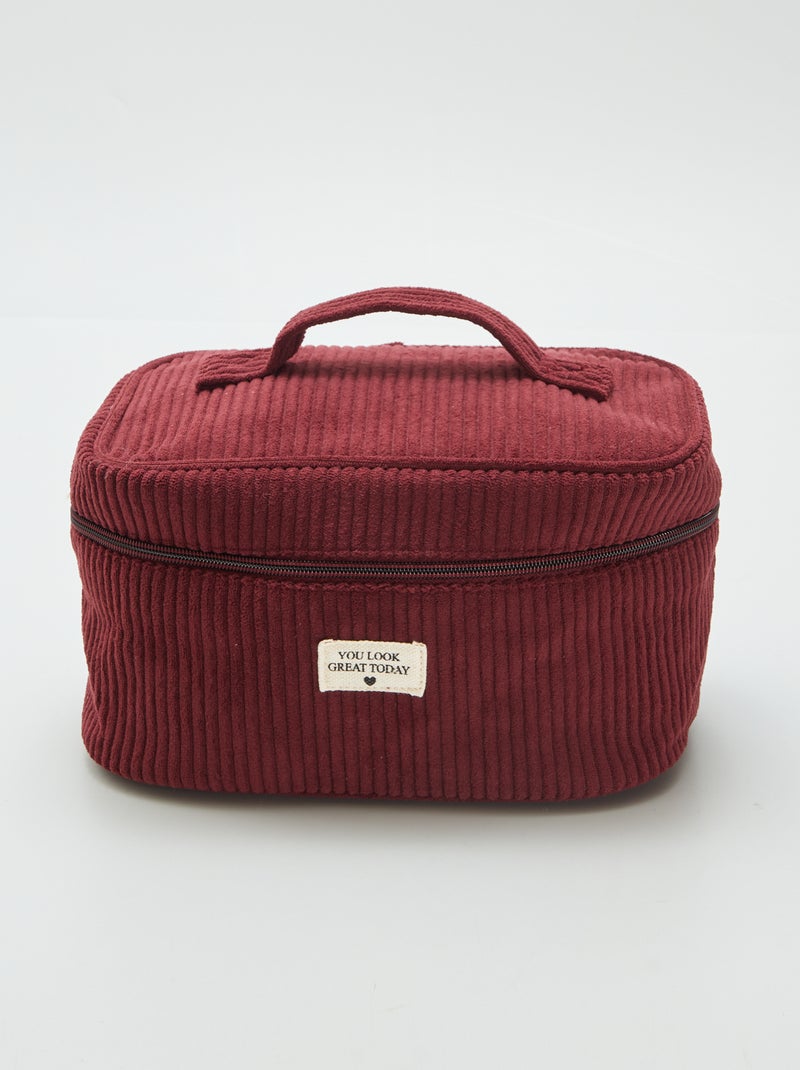 Toilettasje - beautycase van corduroy ROOD - Kiabi