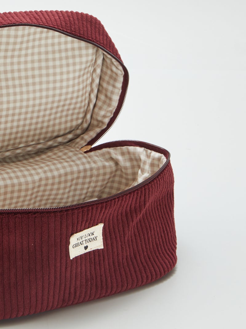 Toilettasje - beautycase van corduroy ROOD - Kiabi