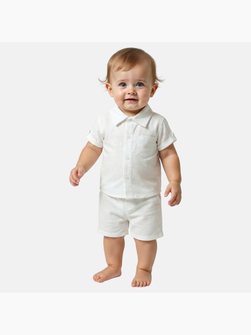 Tom Kids - Ensemble b?b? gar?on de c?r?monie chemise manches courtes et short Blanc - Kiabi