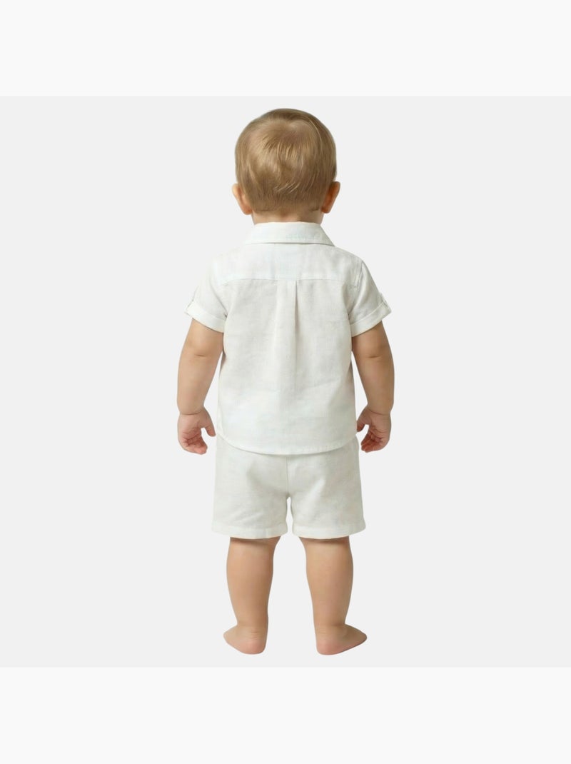 Tom Kids - Ensemble b?b? gar?on de c?r?monie chemise manches courtes et short Blanc - Kiabi