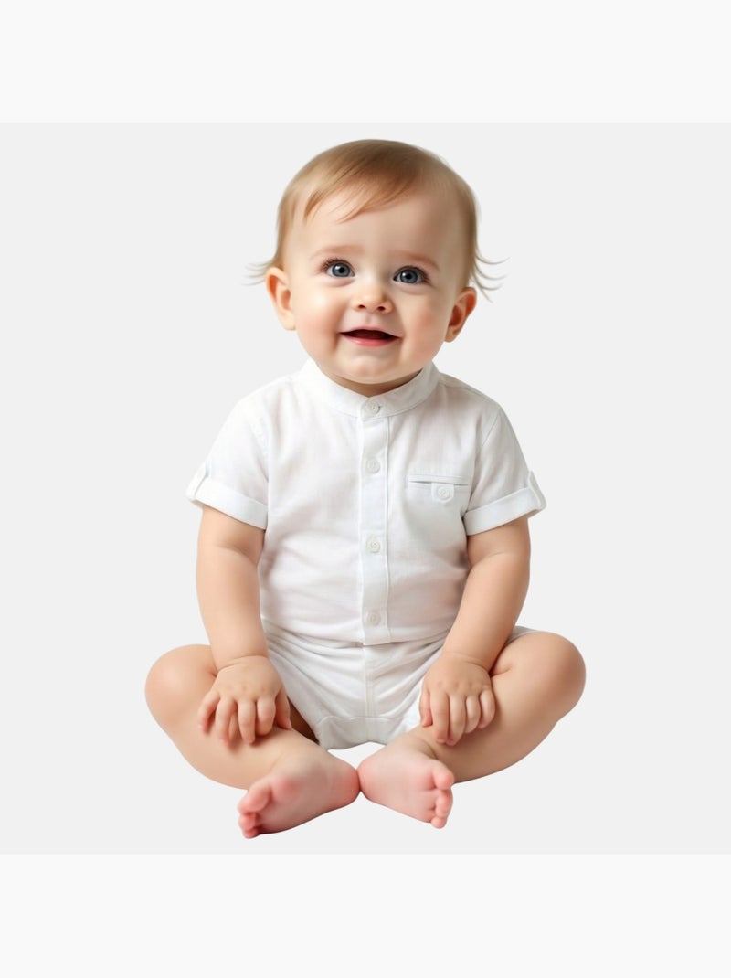 Tom Kids - Ensemble b?b? gar?on pour c?r?monie chemise manches courtes et short Blanc - Kiabi