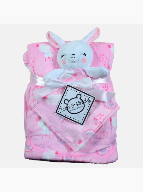 Tom Kids - Fleece deken regenboog konijn grijs 70x100 - Kiabi Tom Kids - Fleece deken regenboog konijn grijs 70x100 - Kiabi