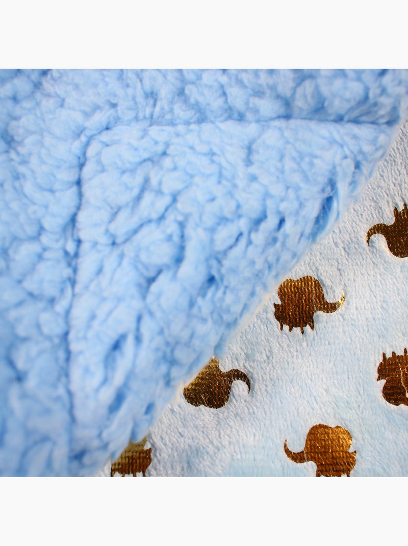 Tom Kids - Plaid doux à motifs éléphants dorés Bleu - Kiabi