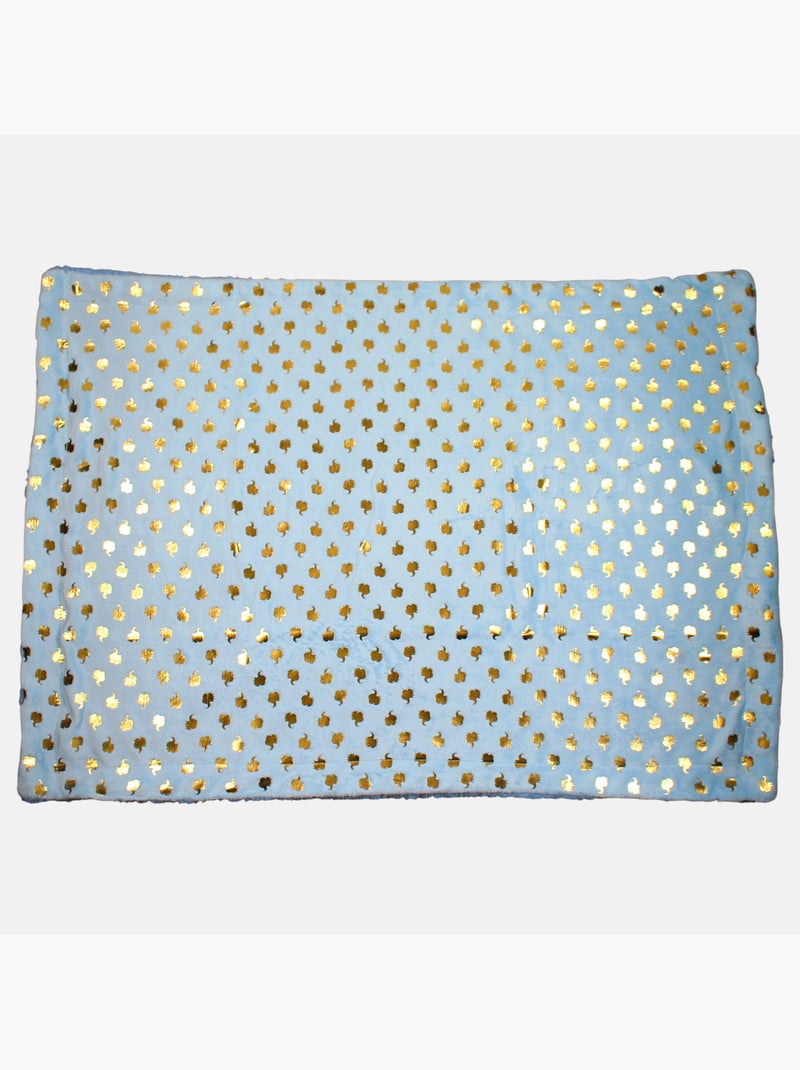 Tom Kids - Plaid doux à motifs éléphants dorés Bleu - Kiabi