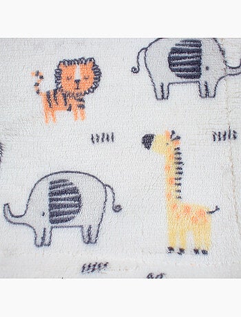 Tom kids - plaid polaire doux à imprimé animaux de la savane 75 x 150 cm