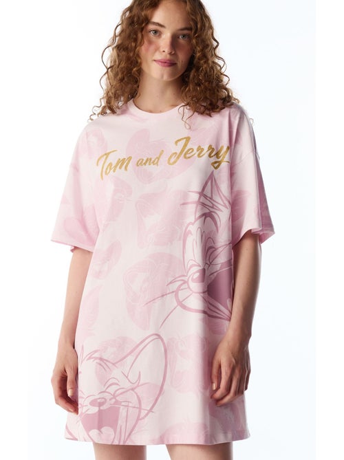 Tom&jerry chemise de nuit à motif chat, manches courtes penti - Kiabi