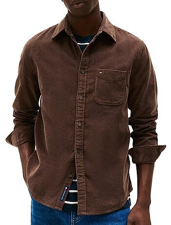 Tommy hilfiger corduroy overhemd voor heren - bruin