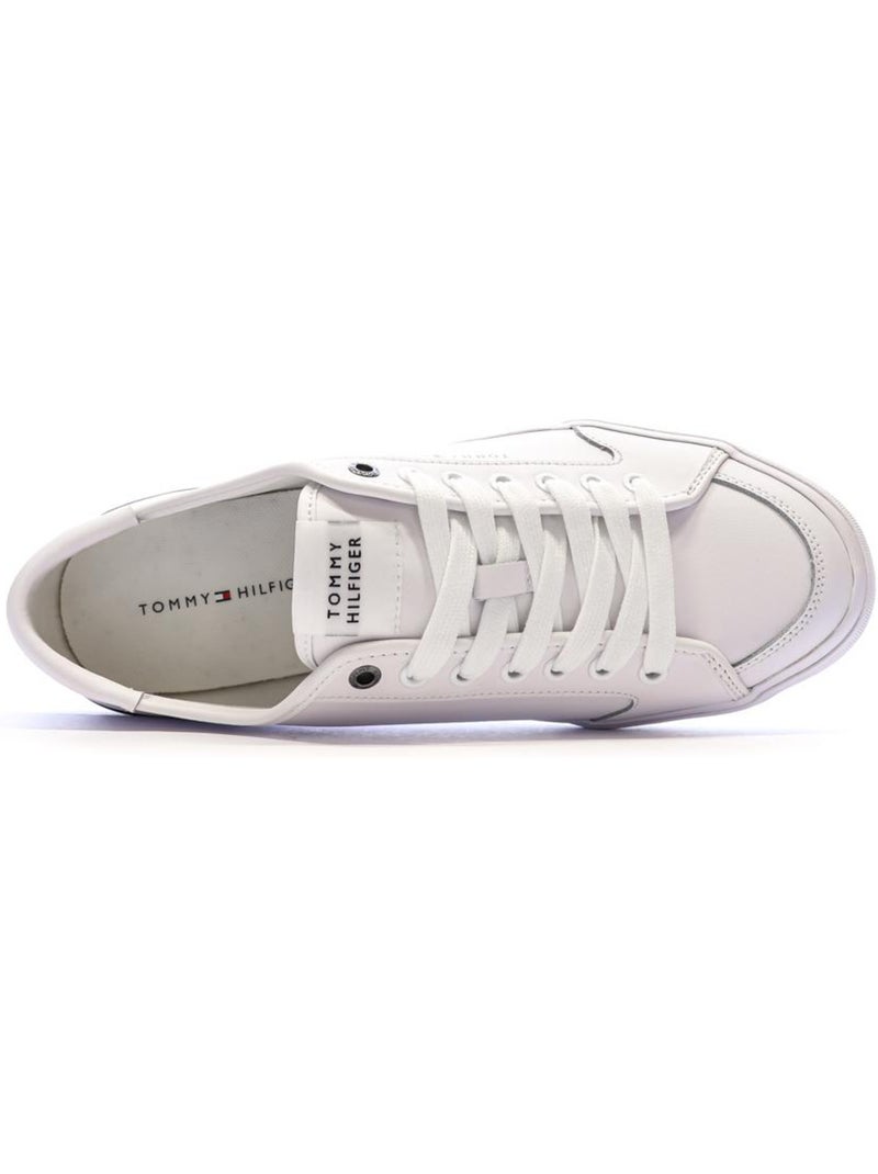 Tommy Hilfiger Core Corporate Vulc Witte Leren Herensneakers Wit - Kiabi