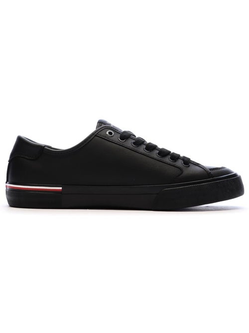 Tommy hilfiger core corporate vulc zwarte leren herensneakers - Kiabi