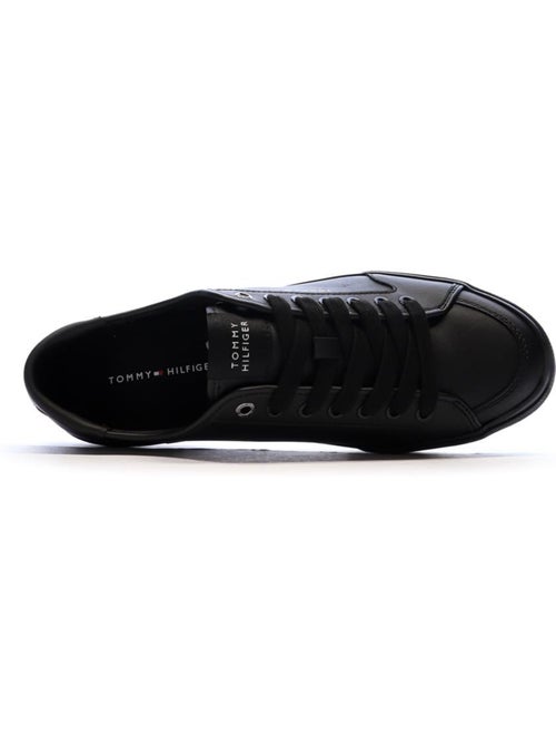 Tommy hilfiger core corporate vulc zwarte leren herensneakers - Kiabi